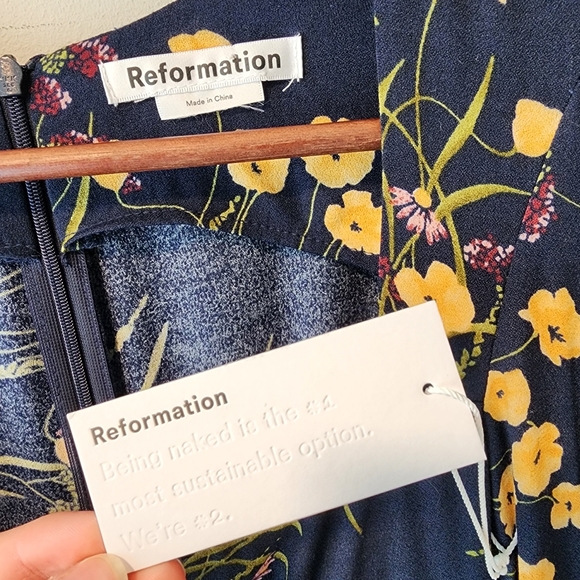 Reformation Wallflower Navy Floral Midi Dress - Picture 7 of 8
